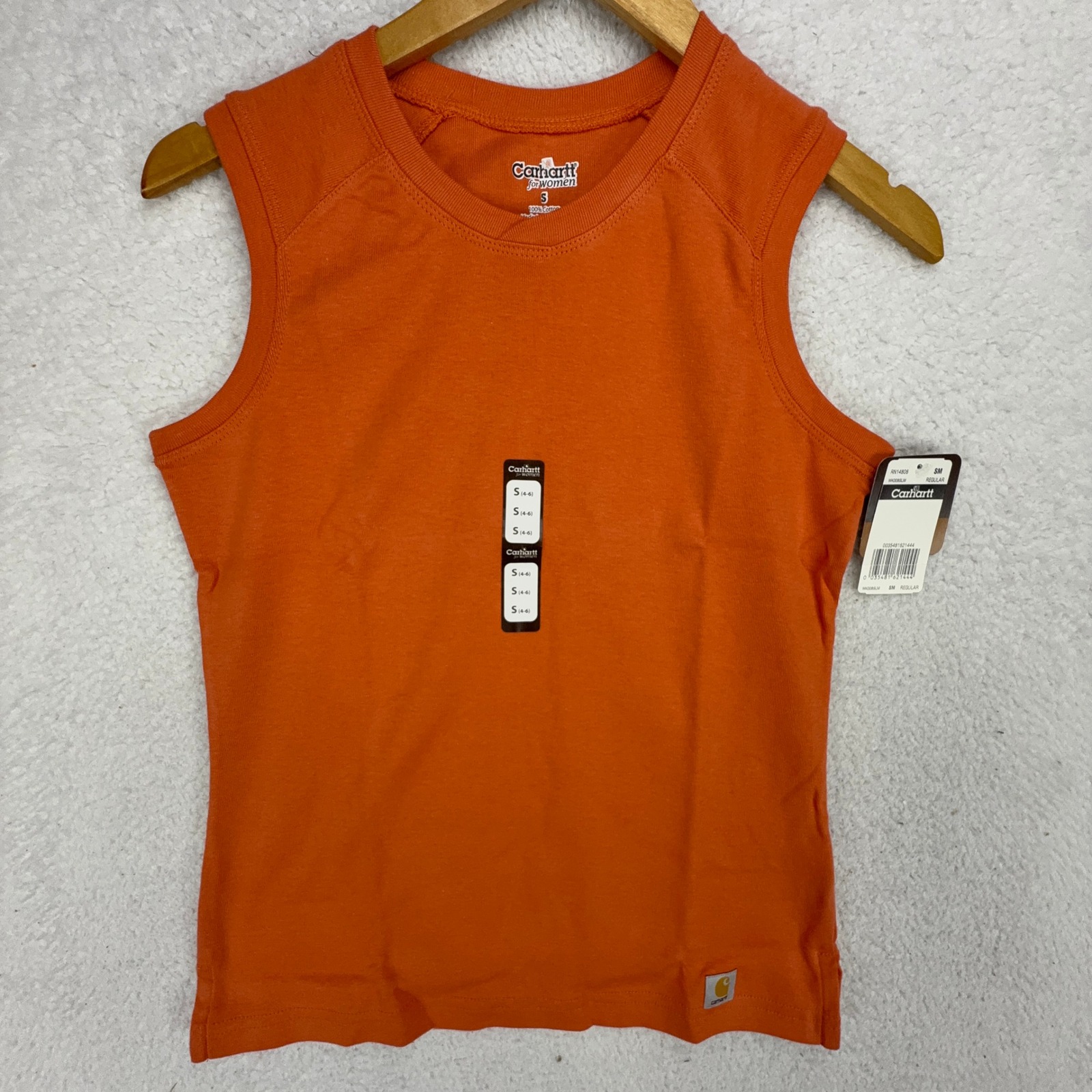 Carhartt Womens Orange Sleeveless Muscle Tank Top Wk008 Slm Size Small Nwt